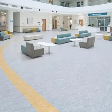 Commercial Grade 2.0-4.0mm Wood Grain R10 Slip Resistance Abrasion Resistance Rubber Floor Roll for Airport / Hospital / Library / Kindergarten / Nursing Home