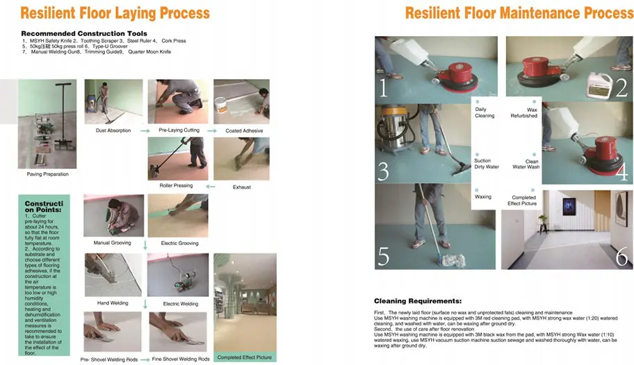 Installation process of homogeneous vinyl floor